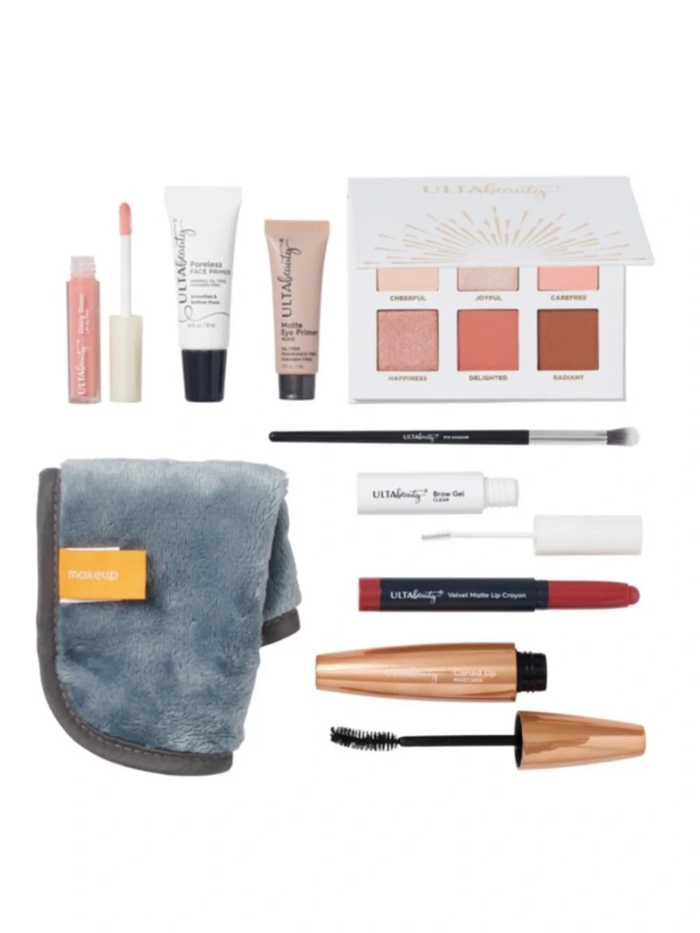 ULTA ORANGE 10p Cosmetic Skincare Bag Mascara Primer Lip Gloss Brow Gel $88